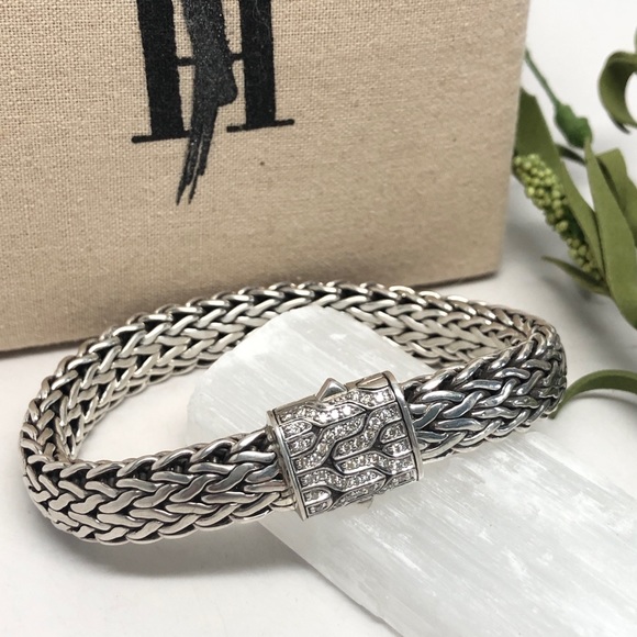 John Hardy 11mm Diamond Clasp Classic Chain Bracelet .925 - Picture 3 of 9